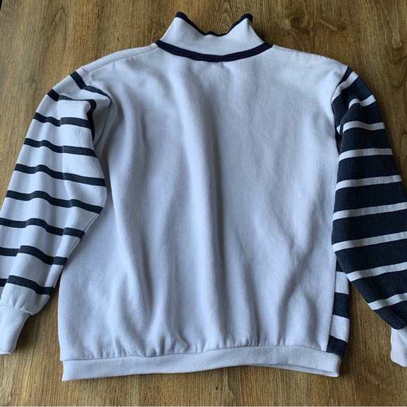 Vintage 80s Nautical Collared Sweatshirt Small Sailing Fisherman Core Striped - Picture 6 of 8
